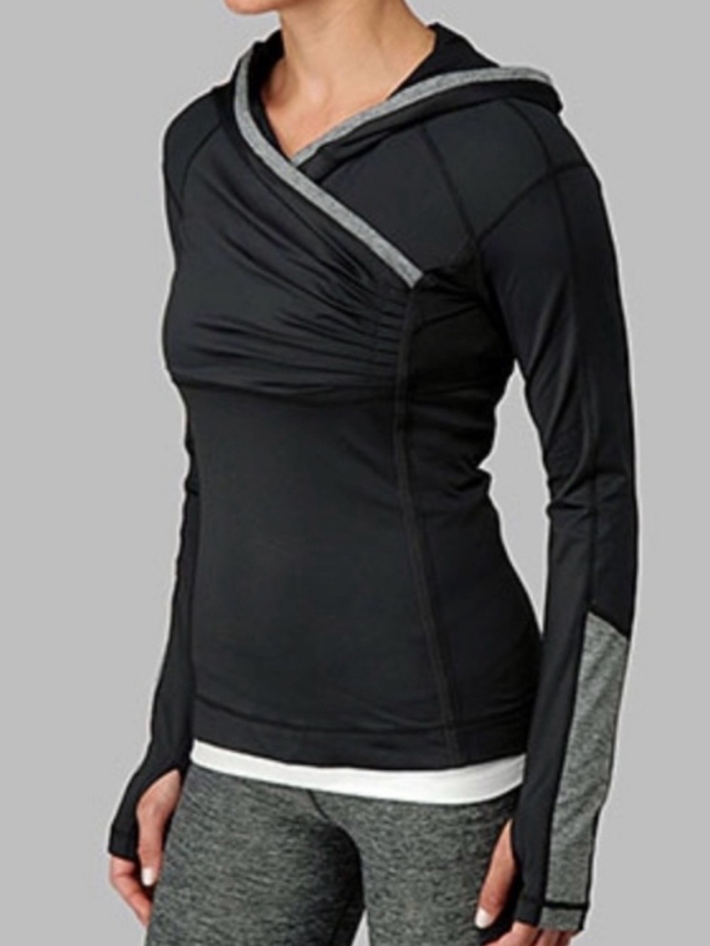 Lululemon Run For Your Life Hoodie Black / Heathered Gray 8